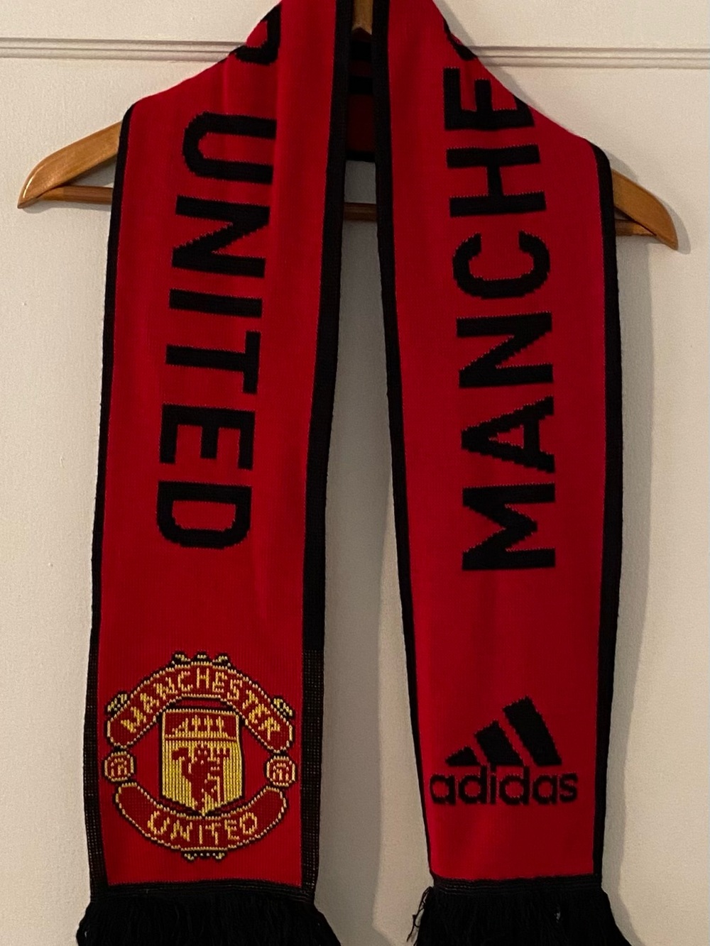 Manchester United Football Soccer Adidas Scarf Approximately 55”